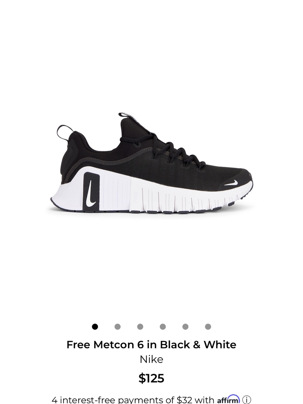 Nike Free Metcon 6 Sneakers in Black & White